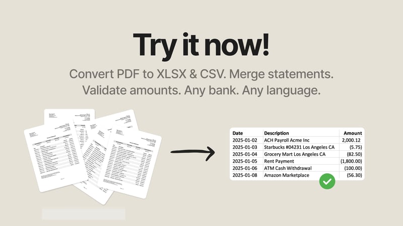 Beta Launch: Bank Statement PDF to Excel & CSV Converter